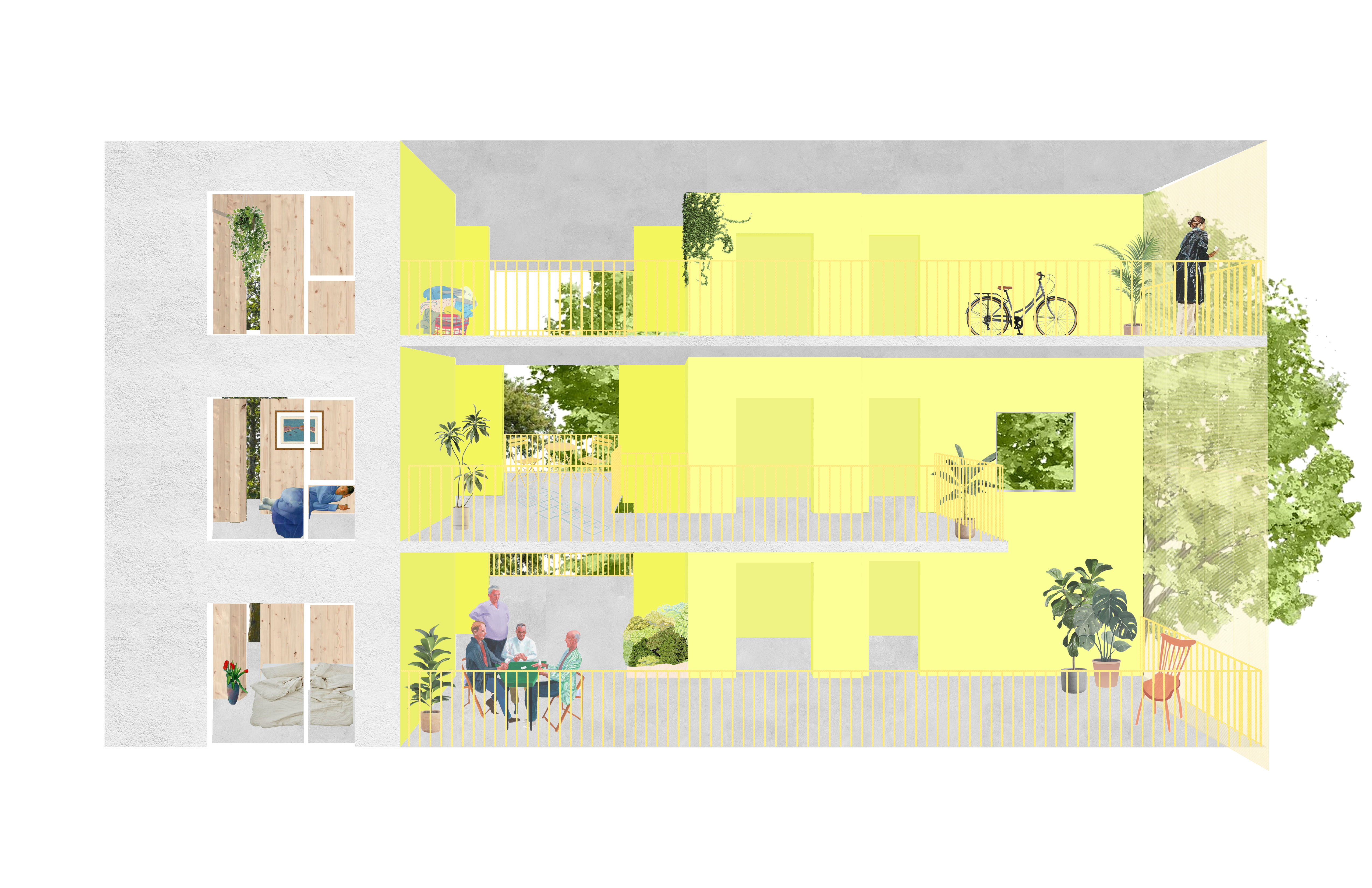 Roofscape with gardens and outdoor kitchens