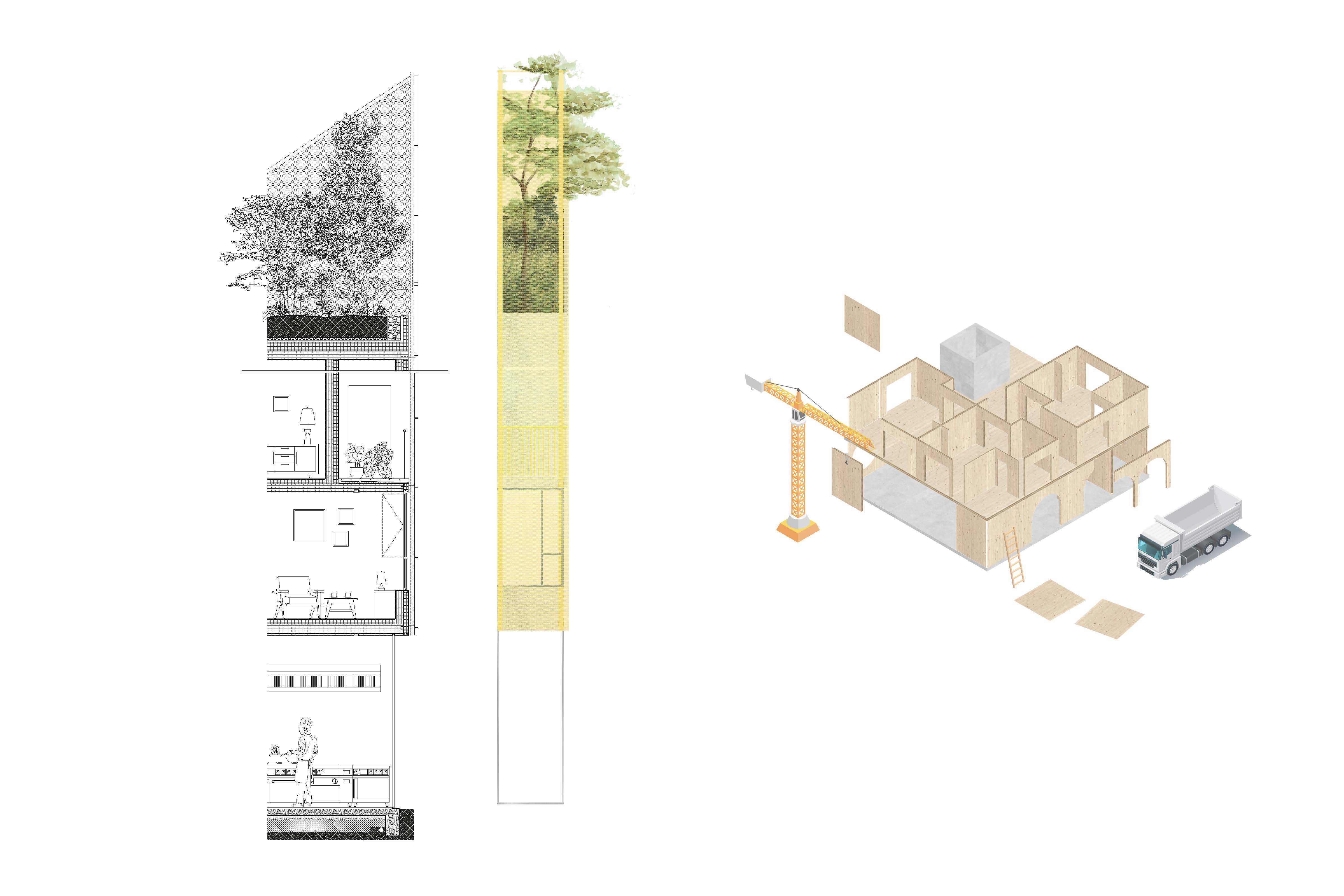 Roofscape with gardens and outdoor kitchens