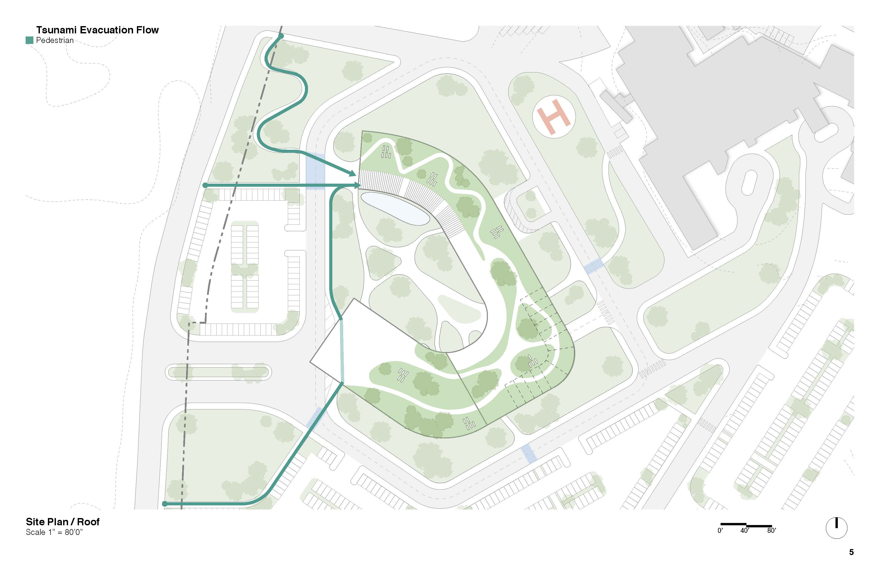 Roofscape with gardens and outdoor kitchens