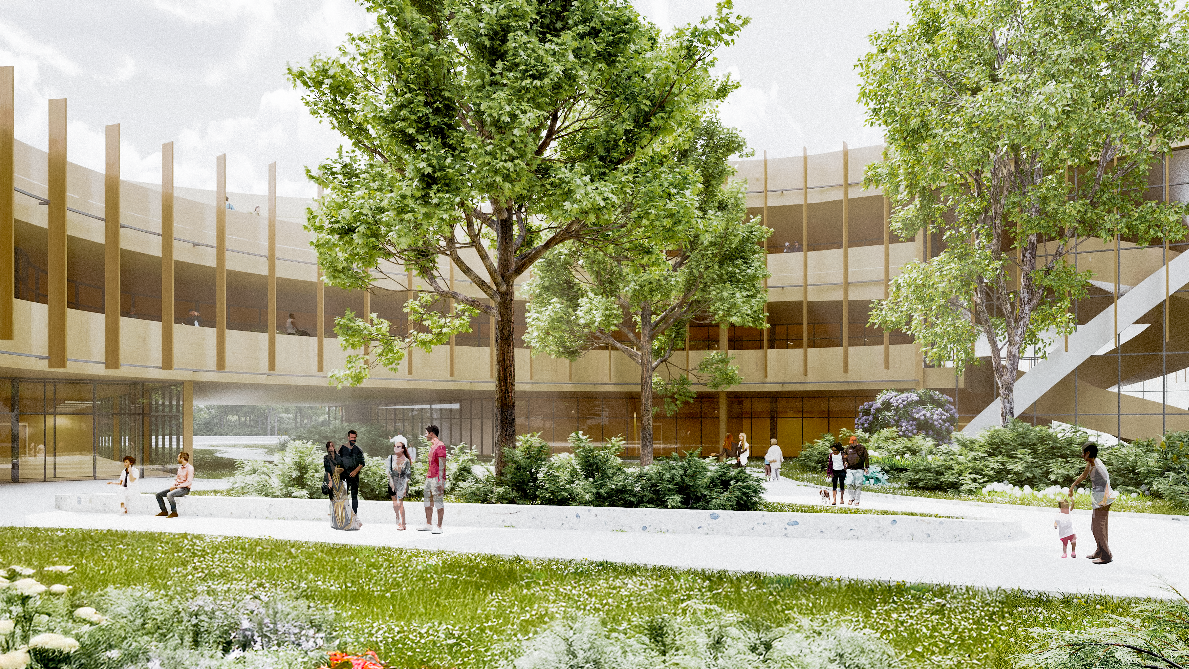 Roofscape with gardens and outdoor kitchens